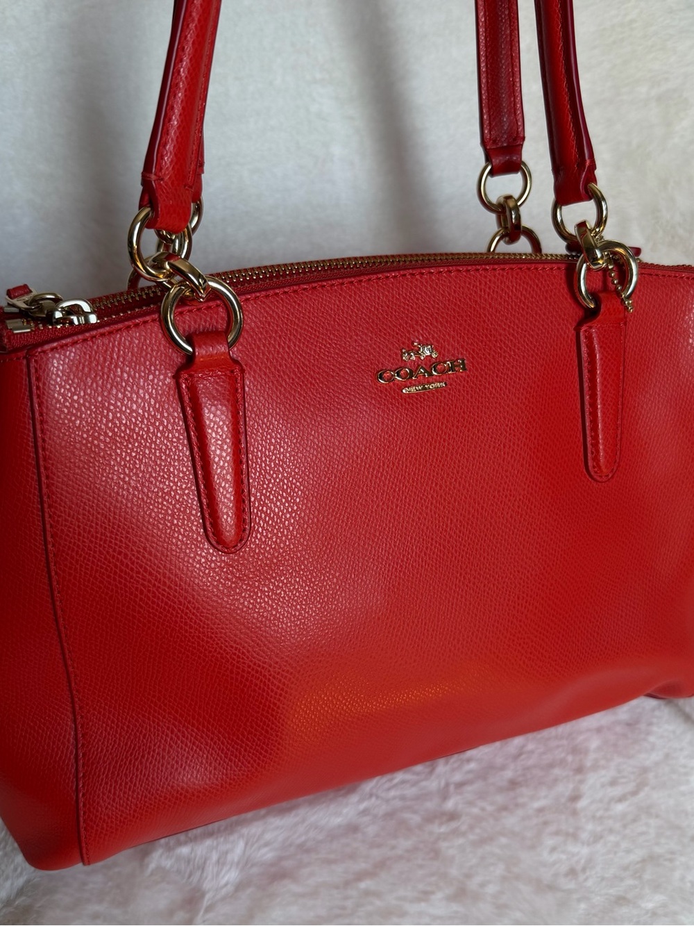 Coach Orange Red Mini Christie Carryall Crossbody Handbag